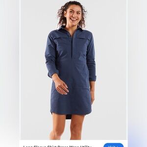 Title nine olive green shirt shift long sleeve outdoorsy activewear hiking dress